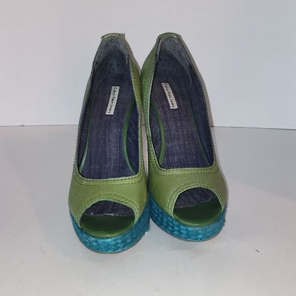 Calvin Klein Hallen Green Wedge Shoes Size 10 runs small 9.5 - Picture 1 of 8